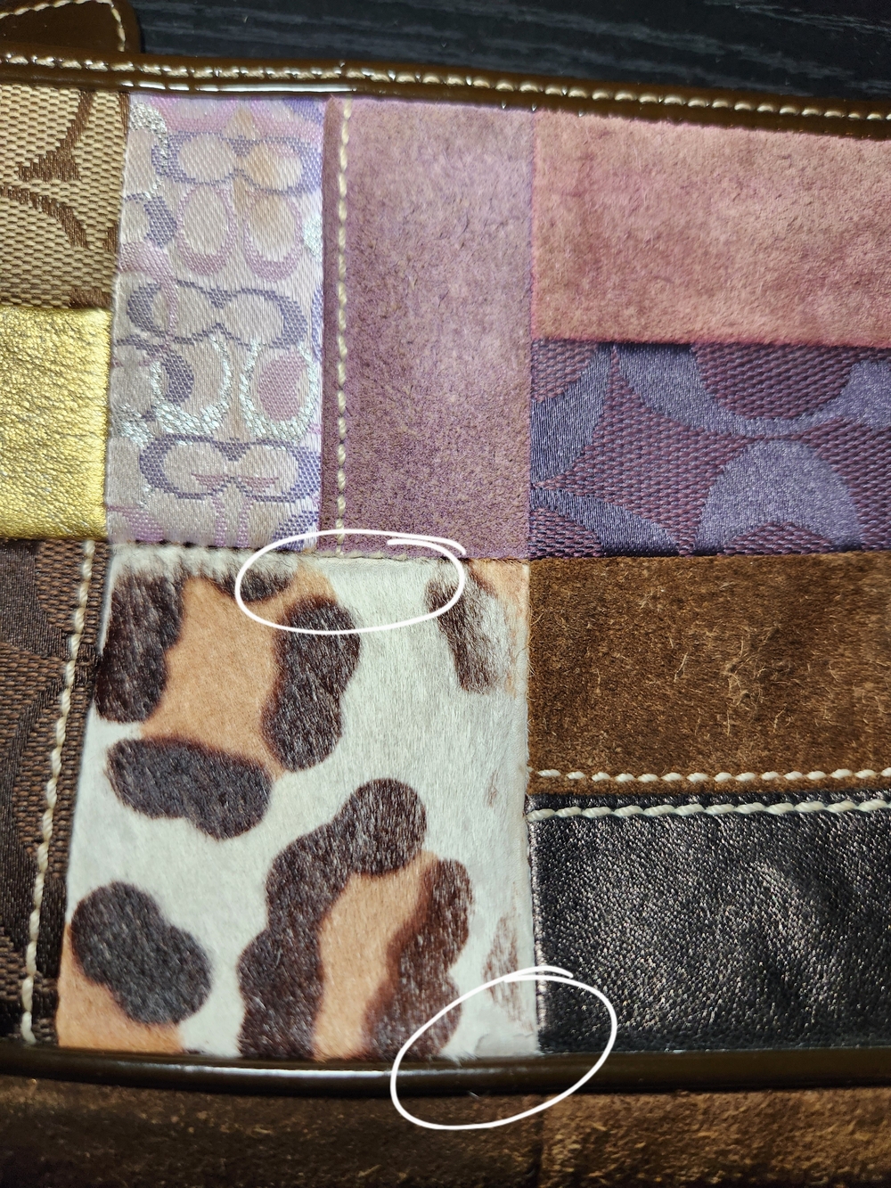 Coach Patchwork Leather & Suede Shoulder Bag - Brown Multi - Picture 5 of 6